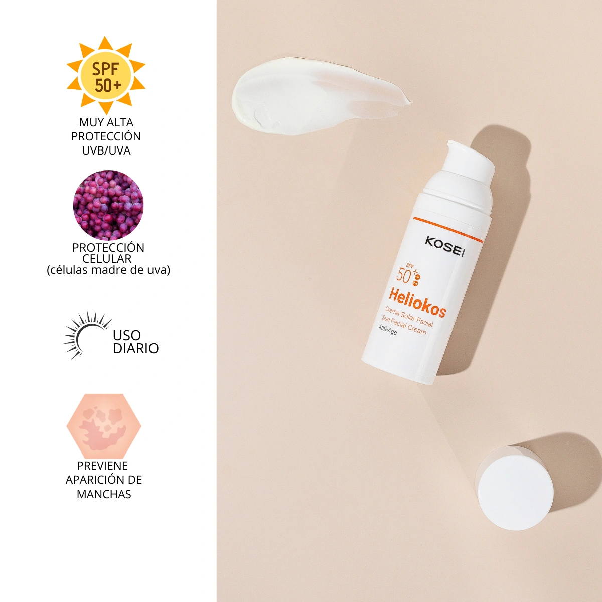 crema solar facial kosei heliokos